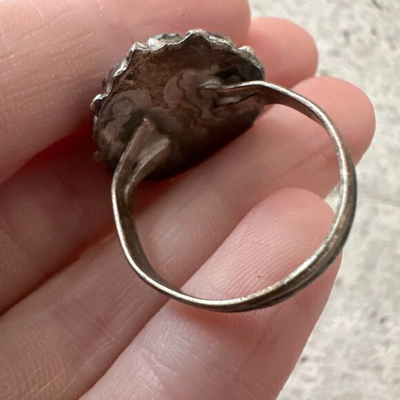 Vintage Old Pawn Sterling Petite Point Native American Ring 925 Turquoise 9.25 - Picture 5 of 9